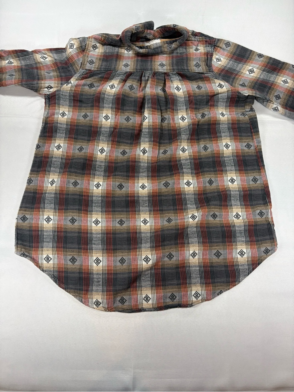 Free People XL Oversized Plaid Button Down Flannel Shirt Boho Western - Picture 2 of 6